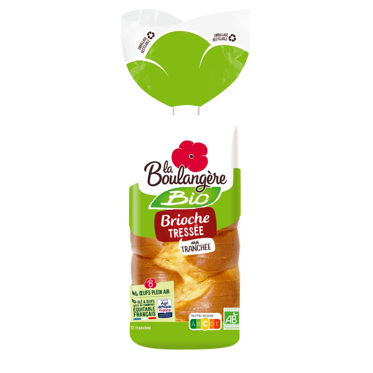LA BOULANGERE Brioche tressée tranchée bio 400g