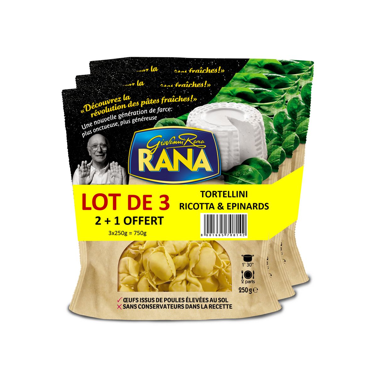 RANA Tortelli ricotta épinards lot de 2+1offert 3x250g