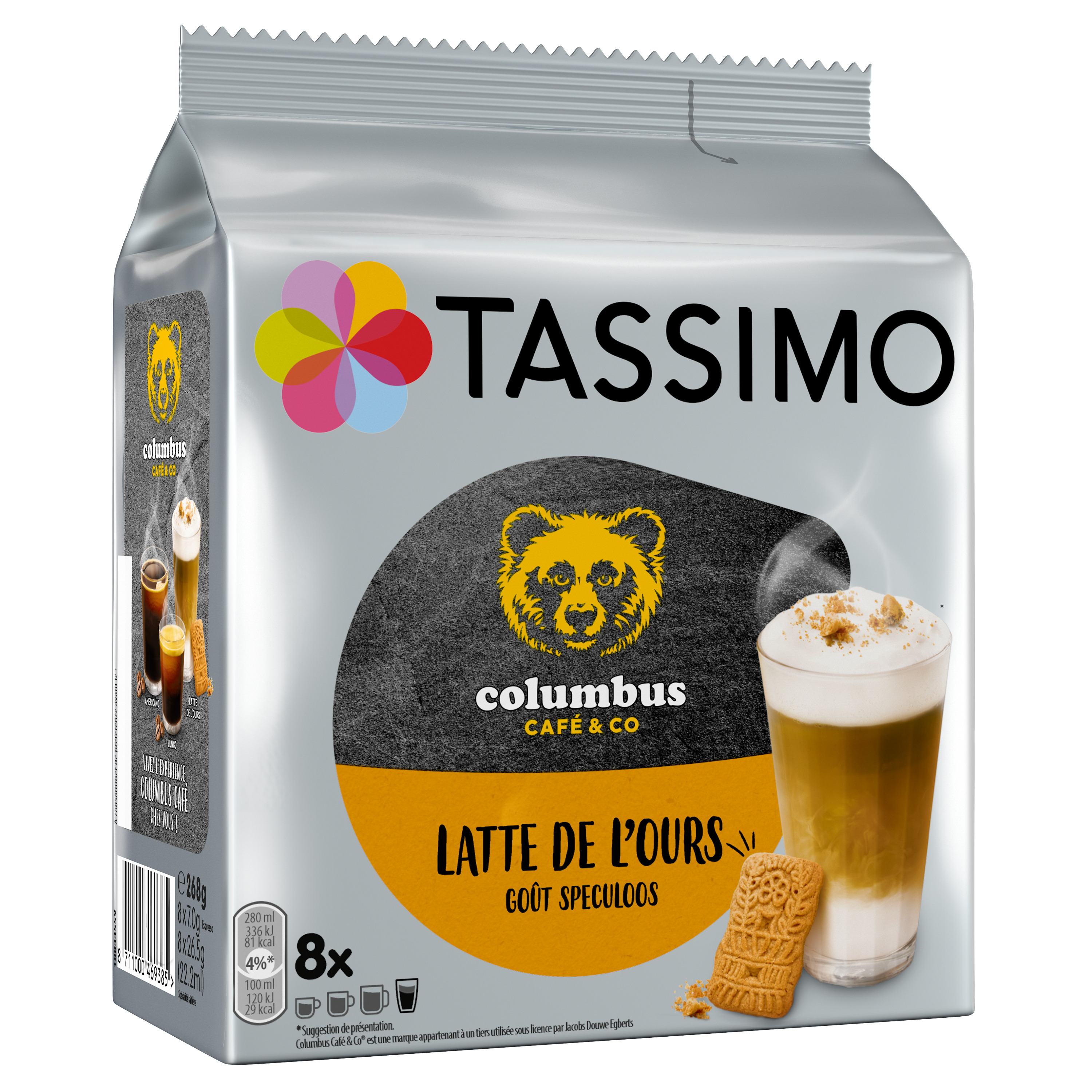 Voir la diapositive 3 : TASSIMO Columbus Dosettes de café au lait goût spéculoos 8 dosettes 268g
