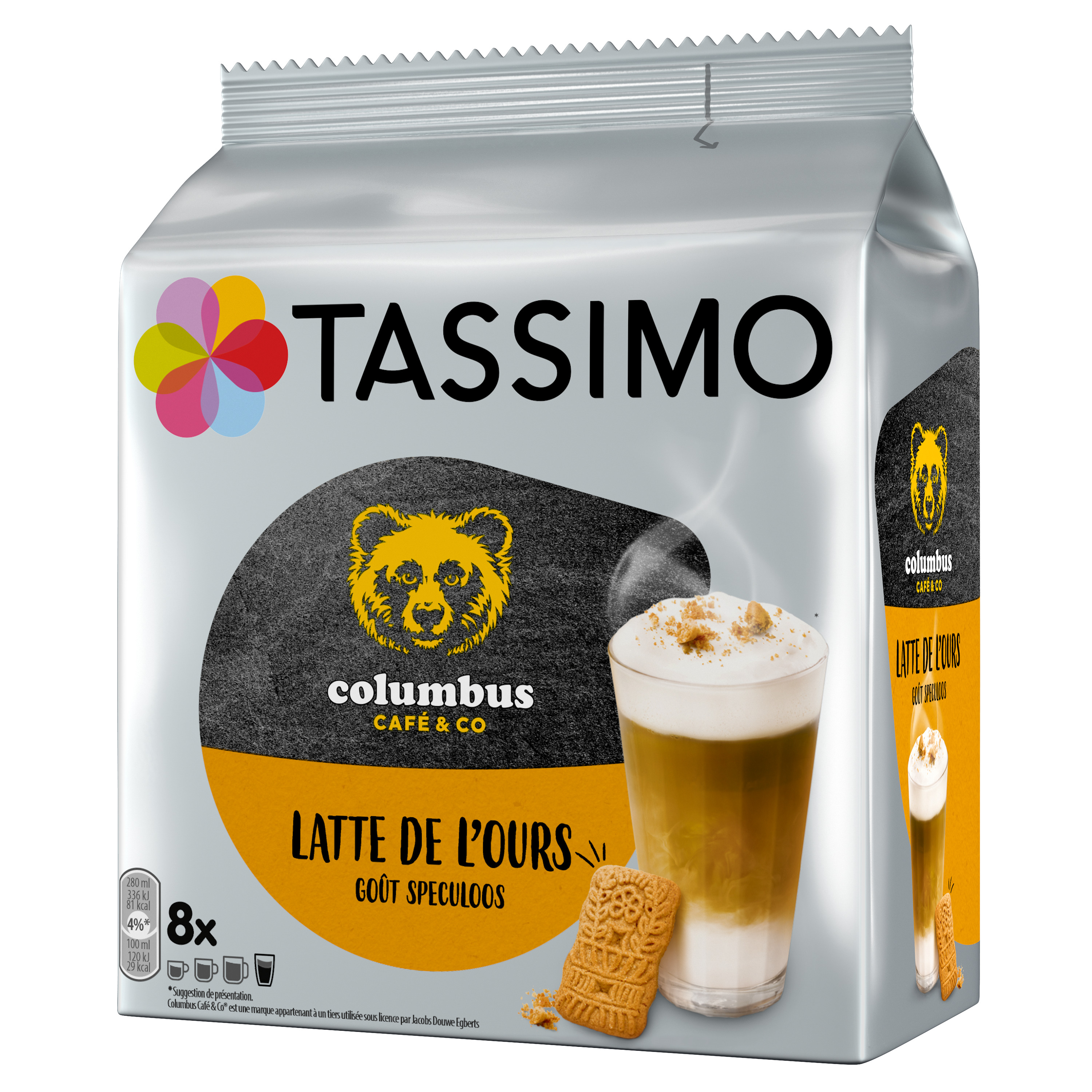 Voir la diapositive 4 : TASSIMO Columbus Dosettes de café au lait goût spéculoos 8 dosettes 268g