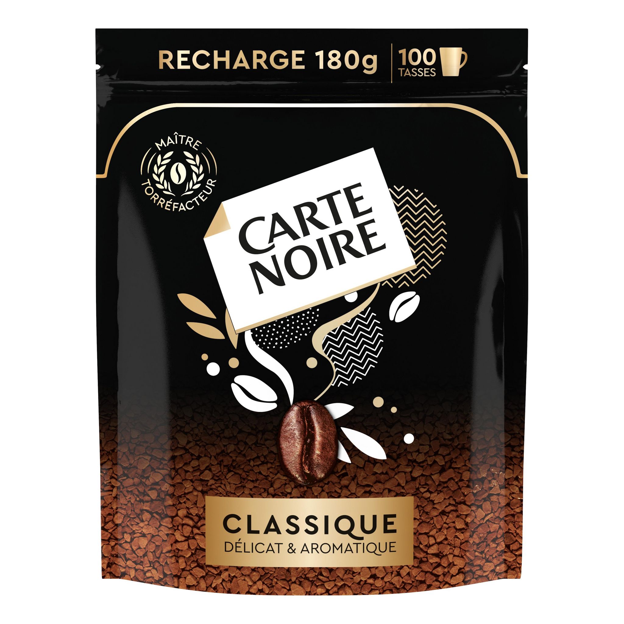 CARTE NOIRE Recharge café soluble classique délicat et aromatique 100 tasses 180g
