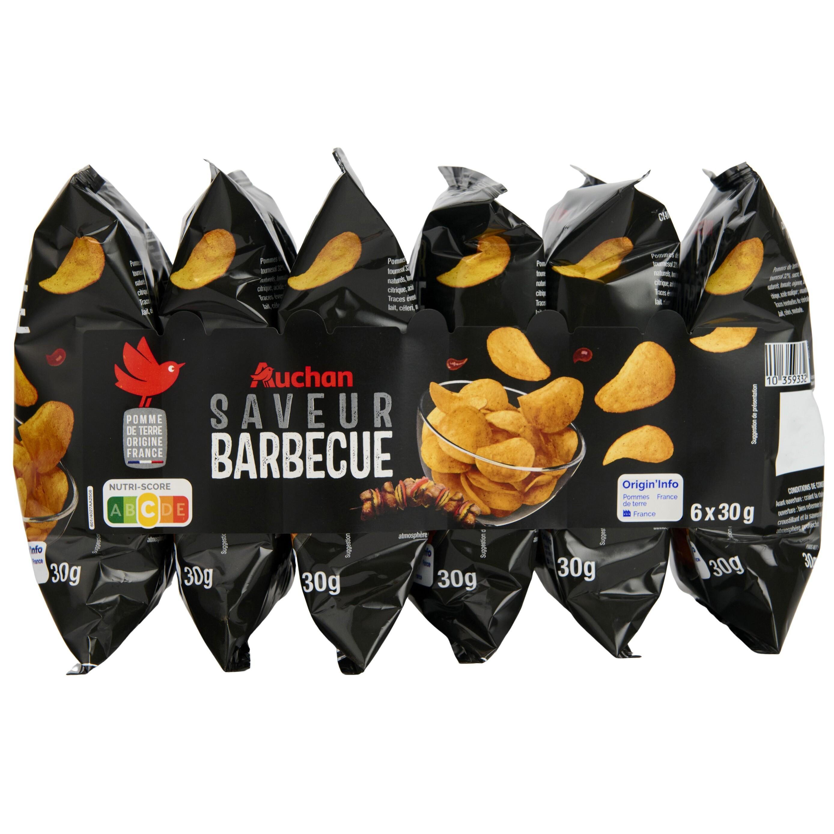 AUCHAN Chips au barbecue 6x30g