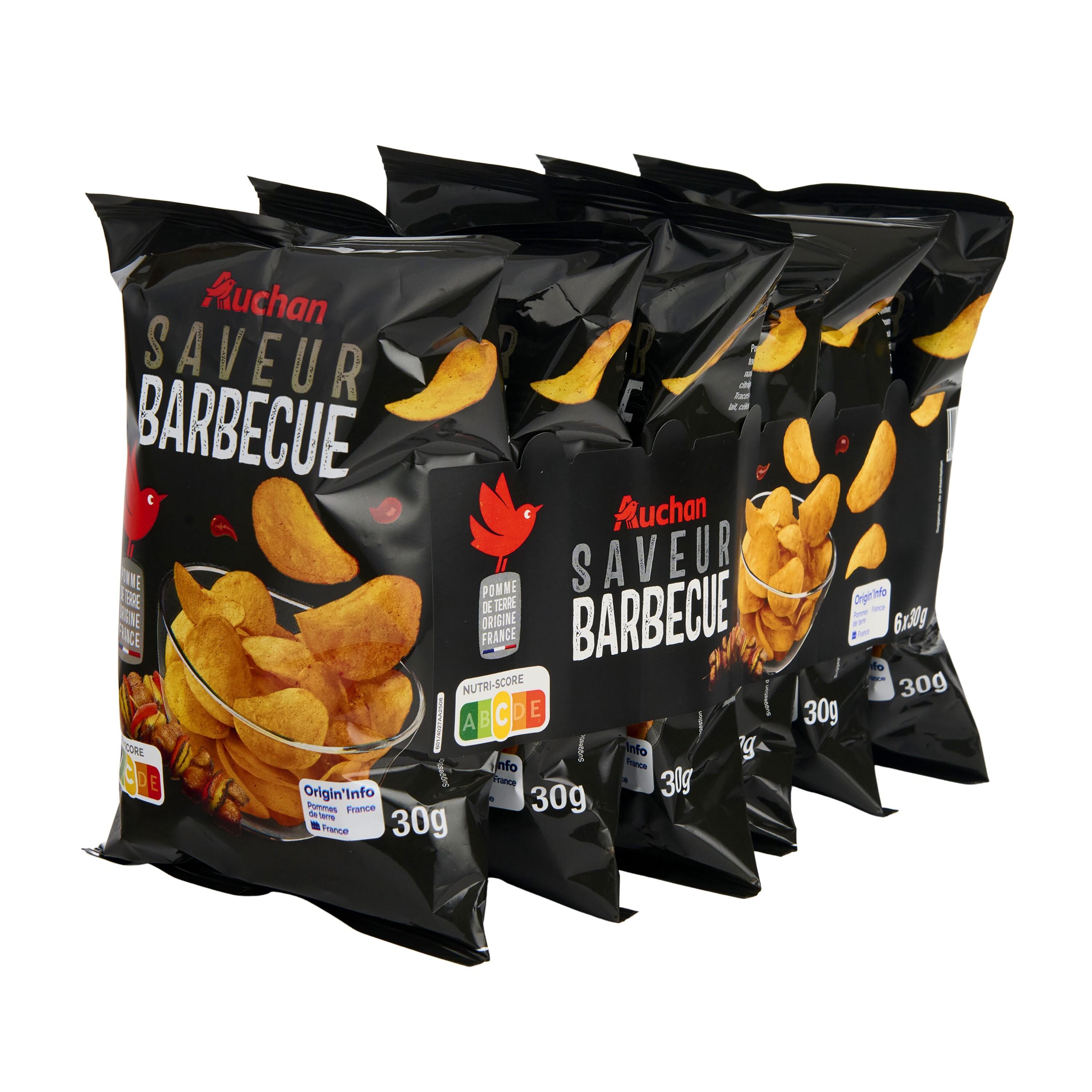 Voir la diapositive 2 : AUCHAN Chips au barbecue 6x30g