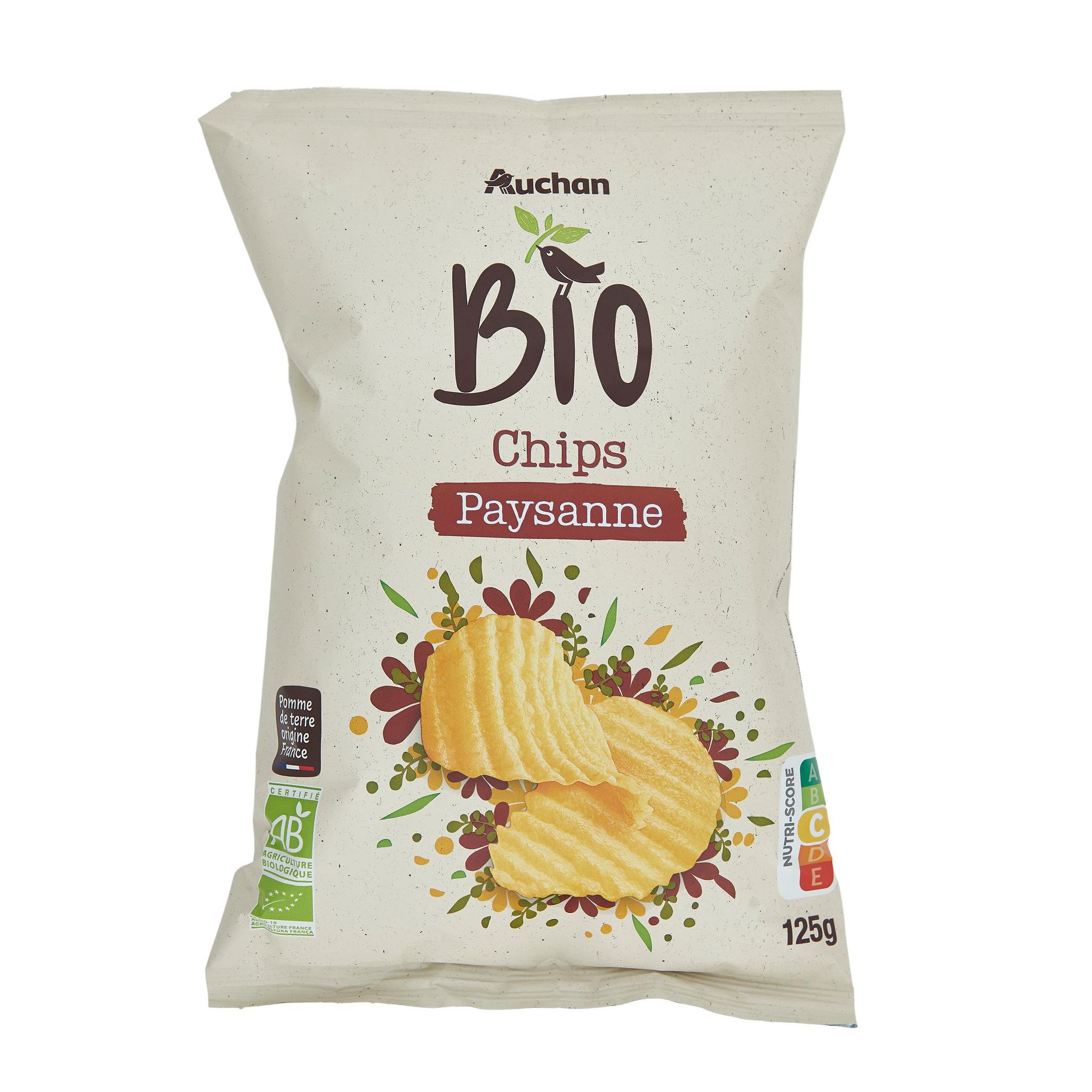 Voir la diapositive 2 : AUCHAN BIO Chips paysanne 125g