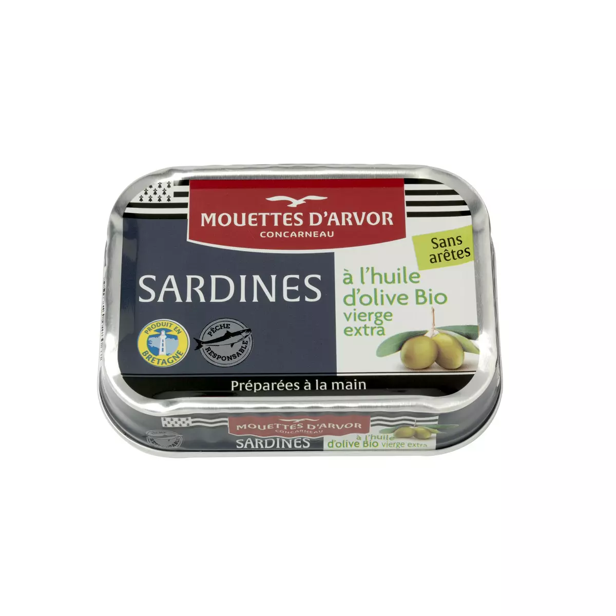 MOUETTES D'ARVOR Sardines sans arêtes à l'huile d'olive bio 120g