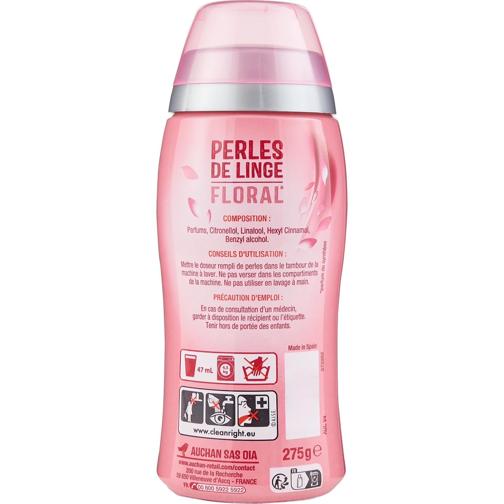 Voir la diapositive 3 : AUCHAN Parfum de linge en perles fruité 275g