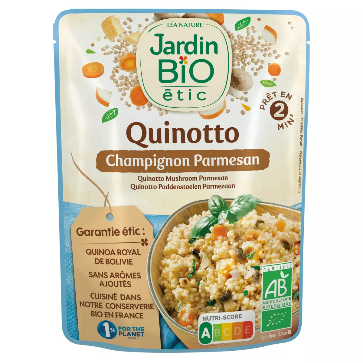 JARDIN BIO ETIC Quinotto bio champignon parmesan en poche 220g