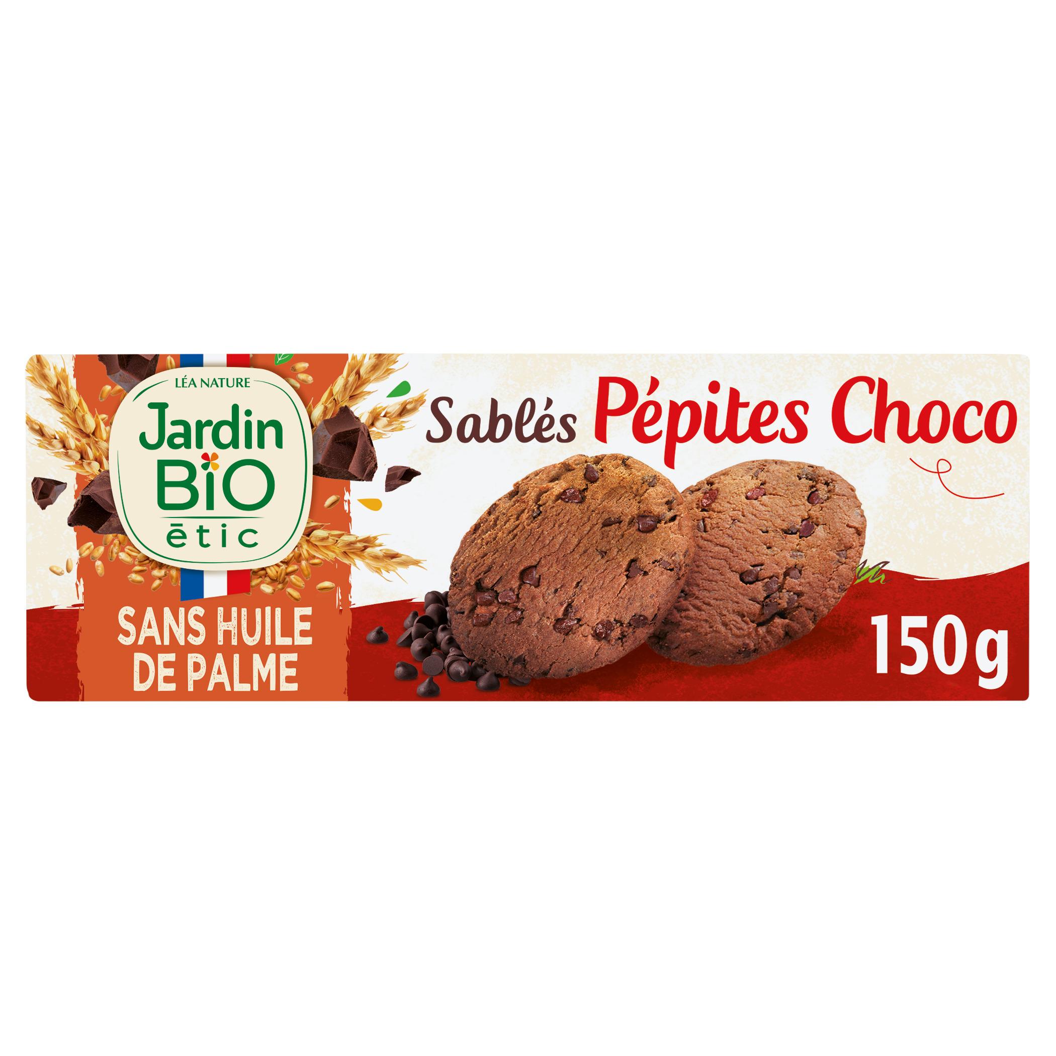 Voir la diapositive 2 : JARDIN BIO Sablés pépites choco sans huile de palme 150g