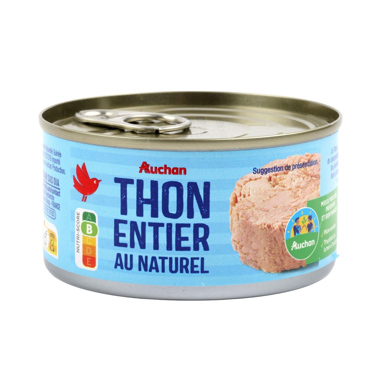 AUCHAN CULTIVONS LE BON thon listao entier au naturel 140g