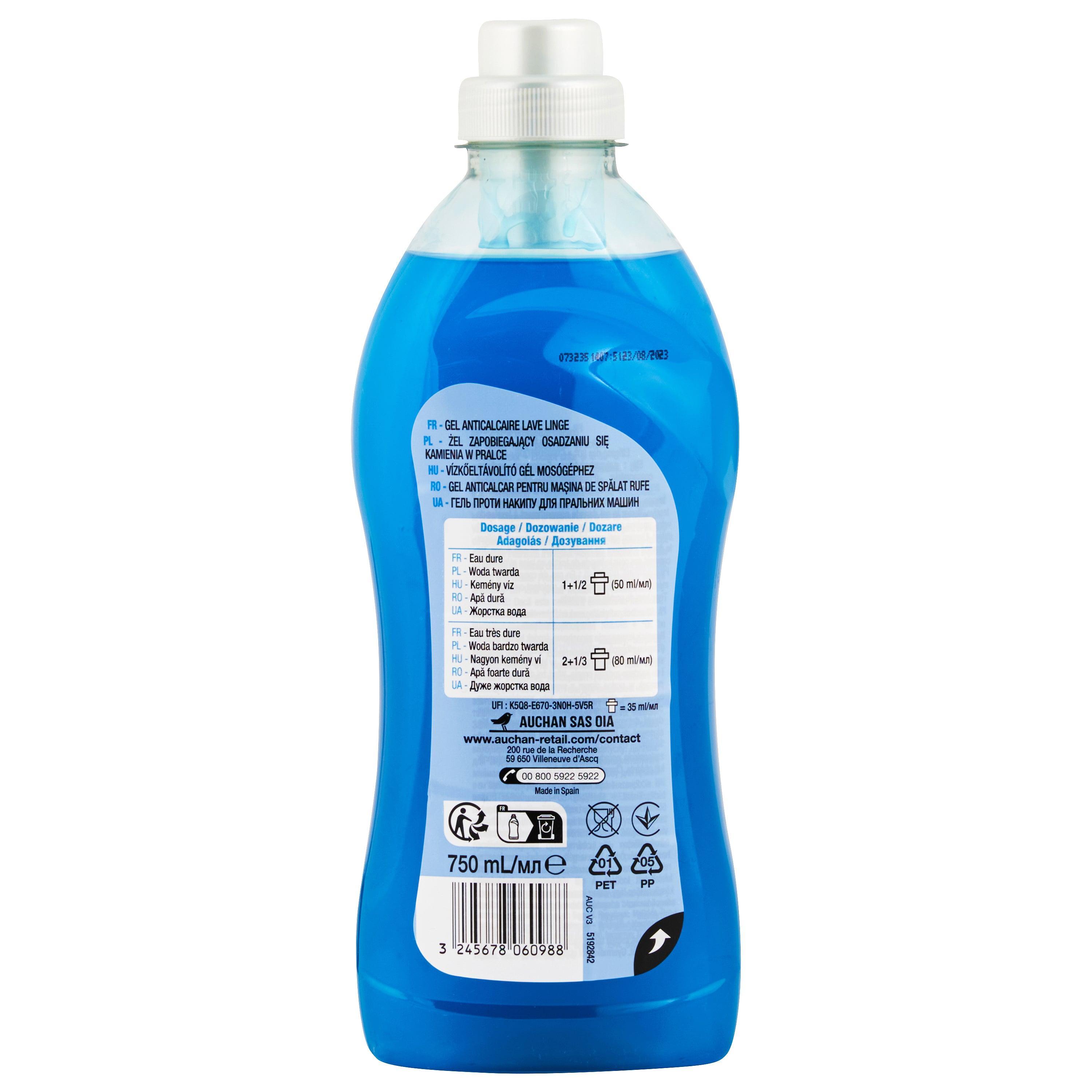Voir la diapositive 2 : AUCHAN Gel anticalcaire lave-linge 15 doses 750ml