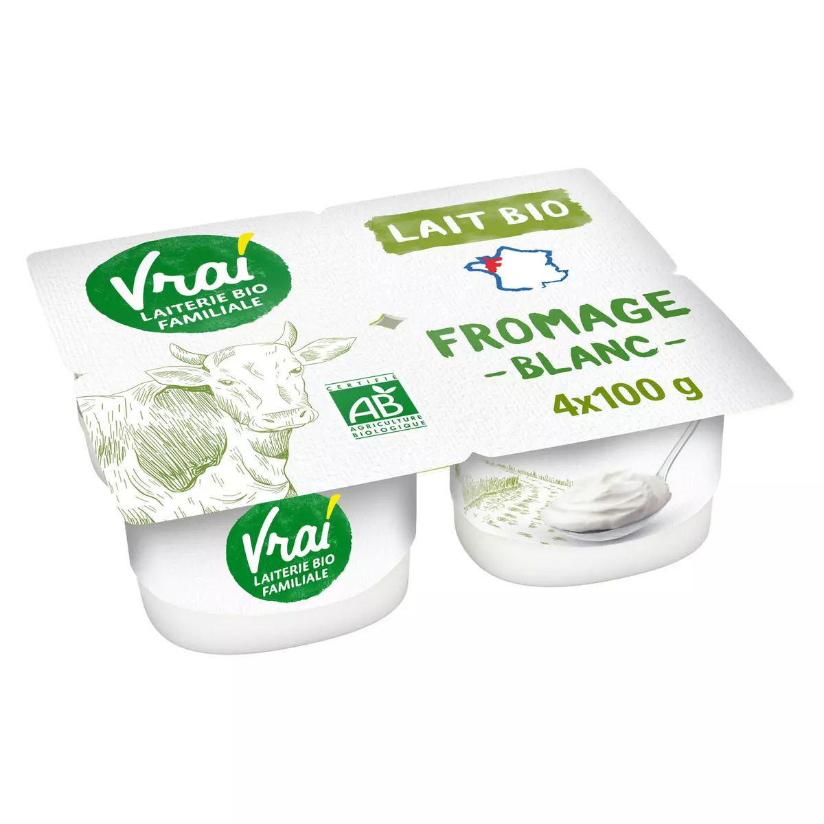 VRAI Fromage blanc nature bio 4x100g