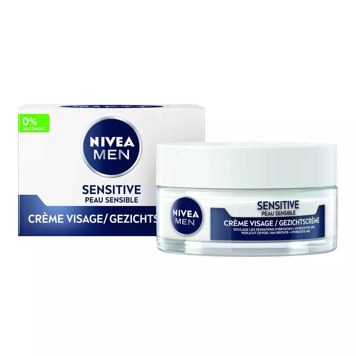 NIVEA MEN Crème hydratante intense peaux sensibles 0% alcool 50ml