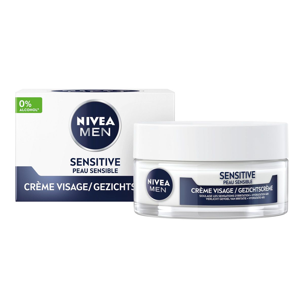 NIVEA MEN Sensitive Crème visage 0% alcool peaux sensibles 50ml