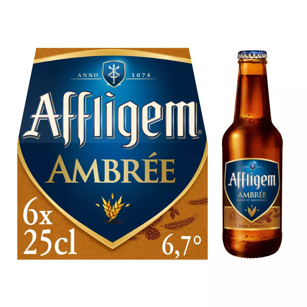 AFFLIGEM Bière double d'abbaye cuvée ambrée 6,7% bouteilles 6x25cl