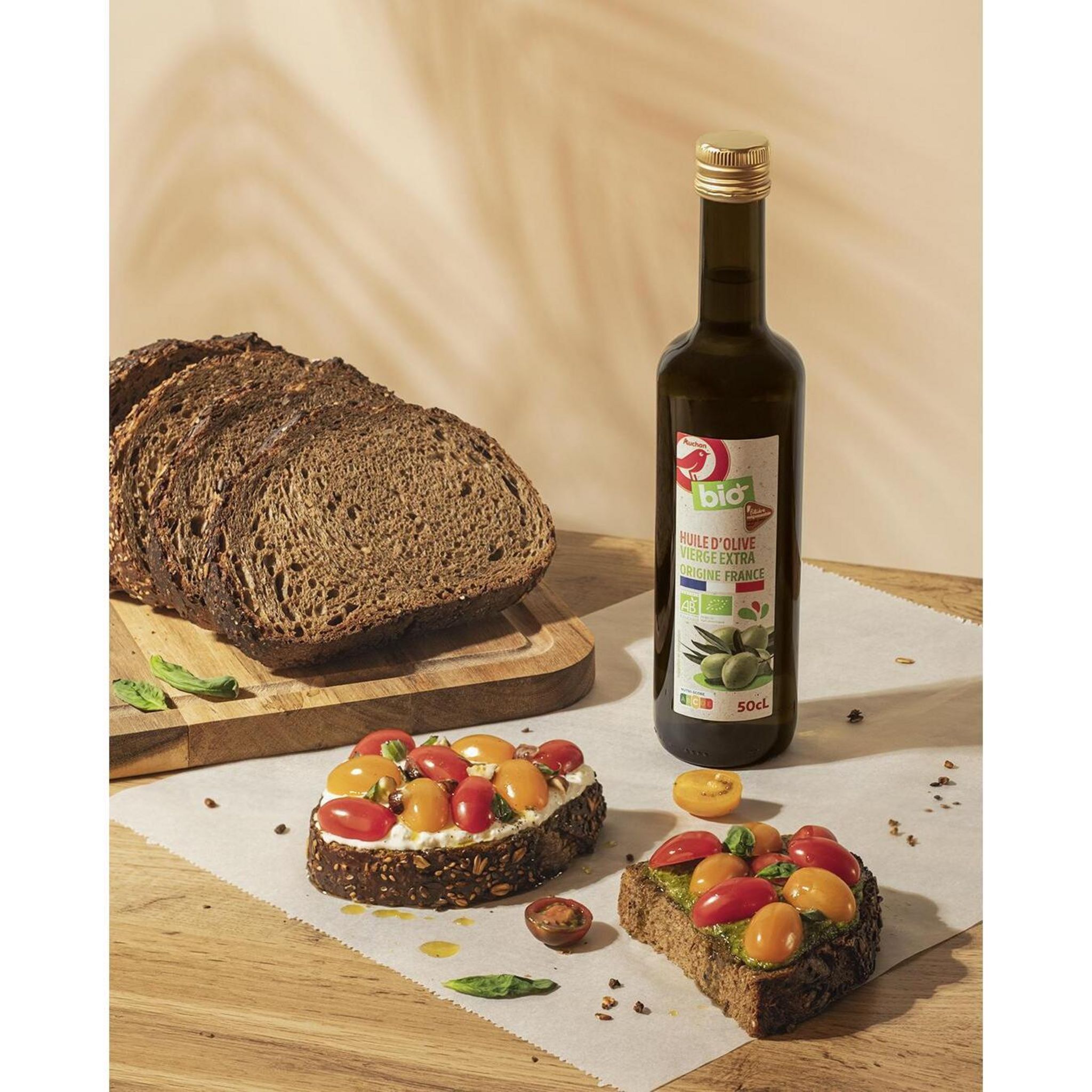 Voir la diapositive 4 : AUCHAN BIO CULTIVONS LE BON Huile d'olive vierge extra origine France 50cl