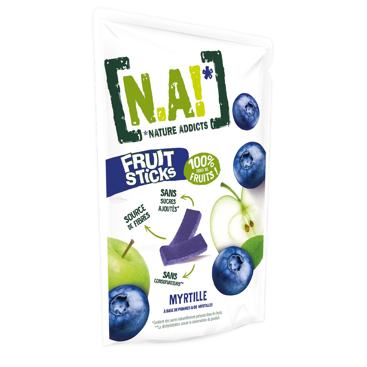 Voir la diapositive 3 : NATURE ADDICTS Bâtons à base de purées et jus concentrés de myrtilles 40g