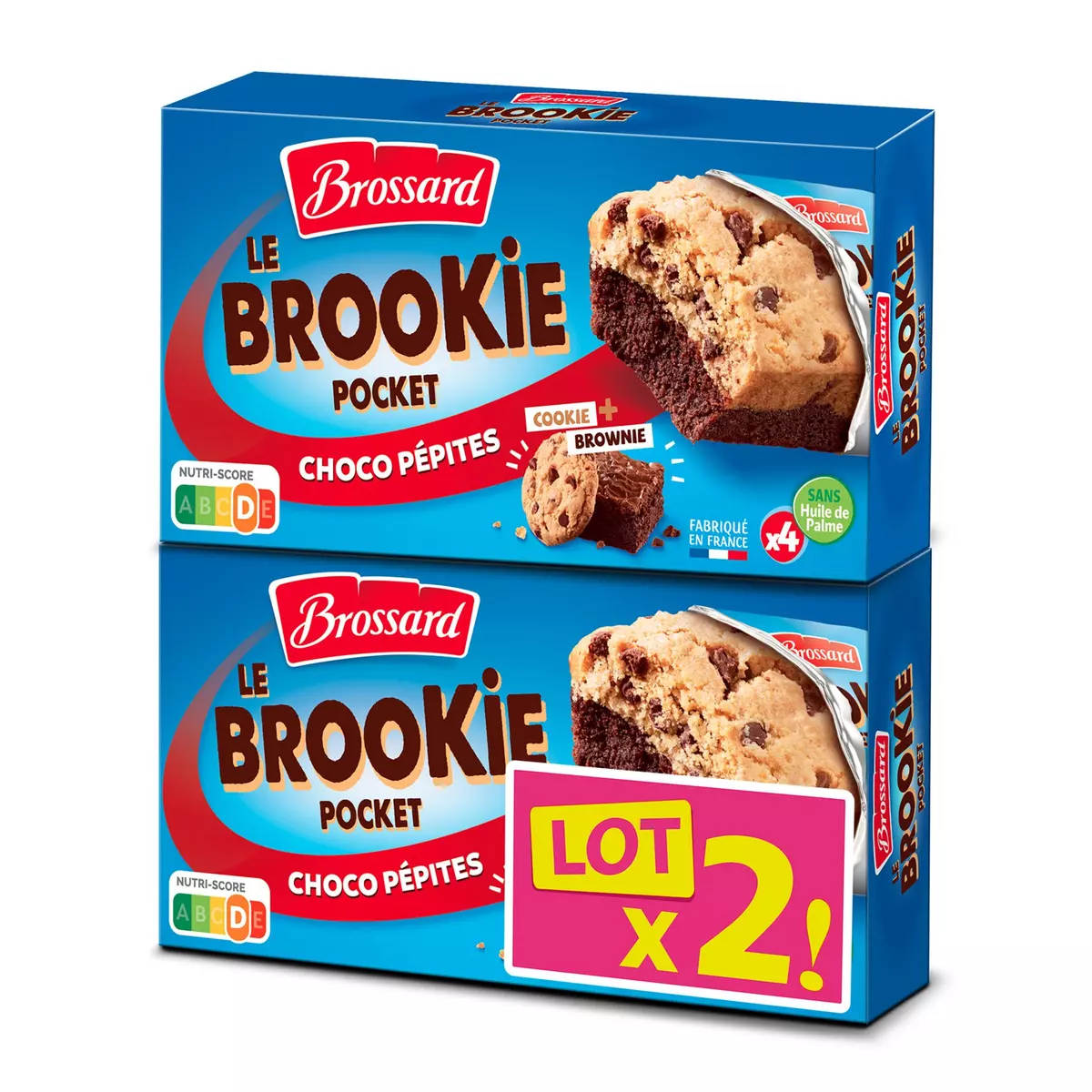 BROSSARD Le Brookie pocket choco pépites sachets individuels 2x4 gâteaux  2x184g