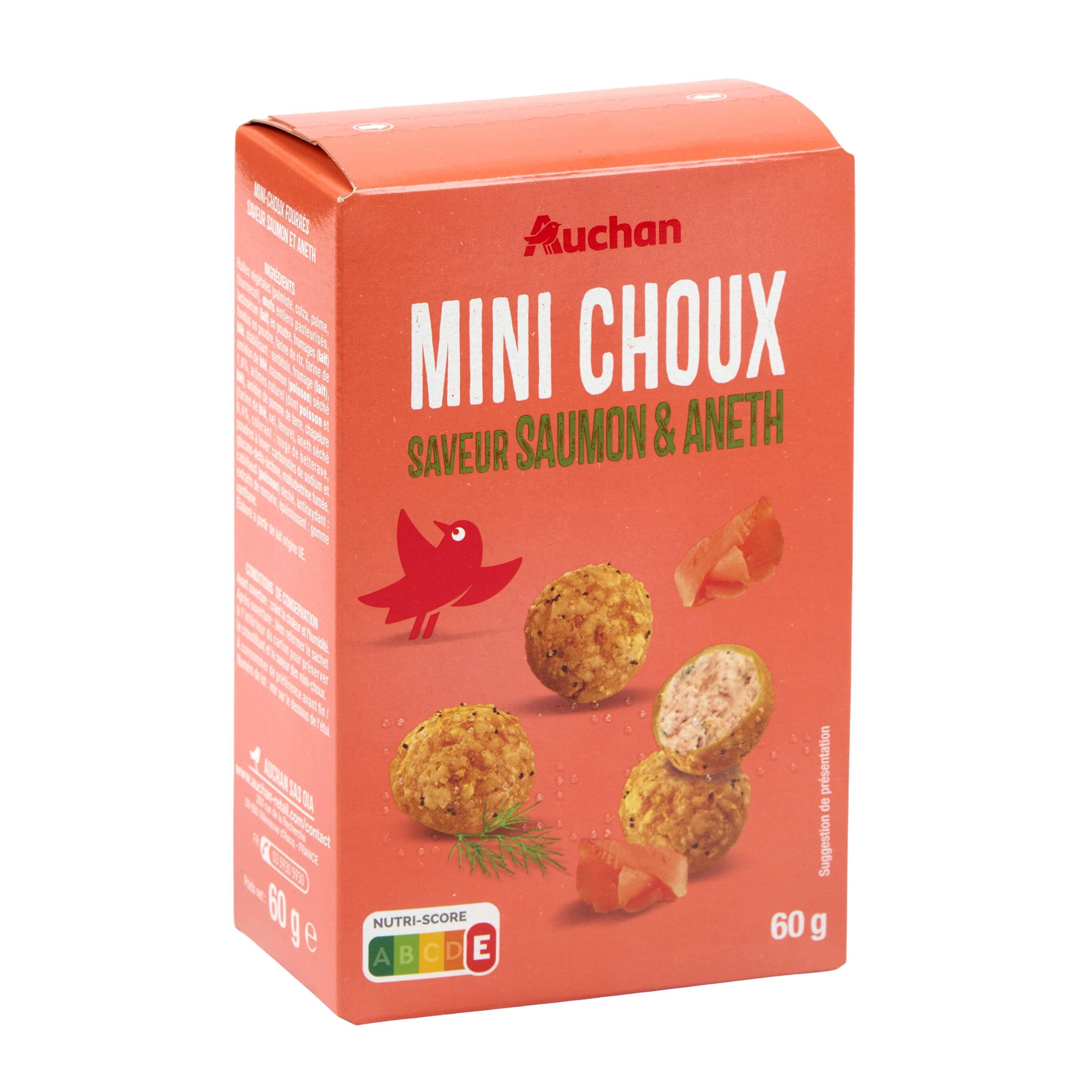 Voir la diapositive 2 : AUCHAN Mini choux saveur saumon et aneth 60g