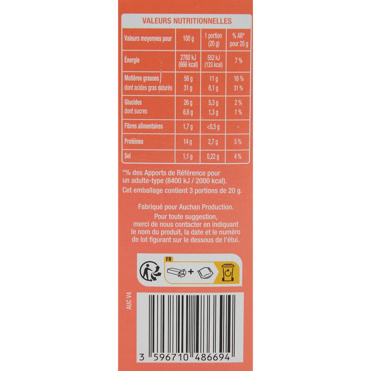 AUCHAN Mini choux saveur saumon et aneth 60g