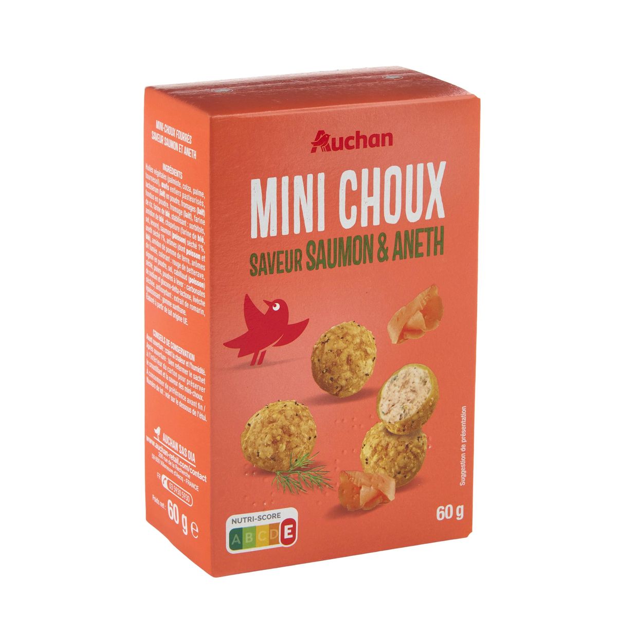 AUCHAN Mini choux saveur saumon et aneth 60g