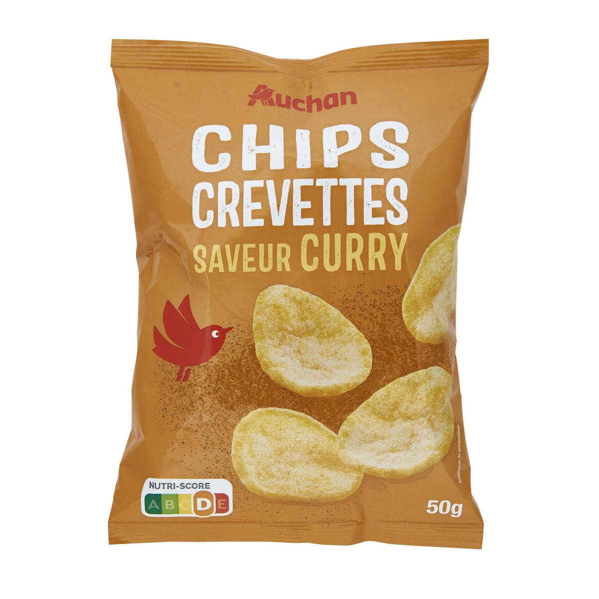 AUCHAN Chips crevettes saveur curry 50g
