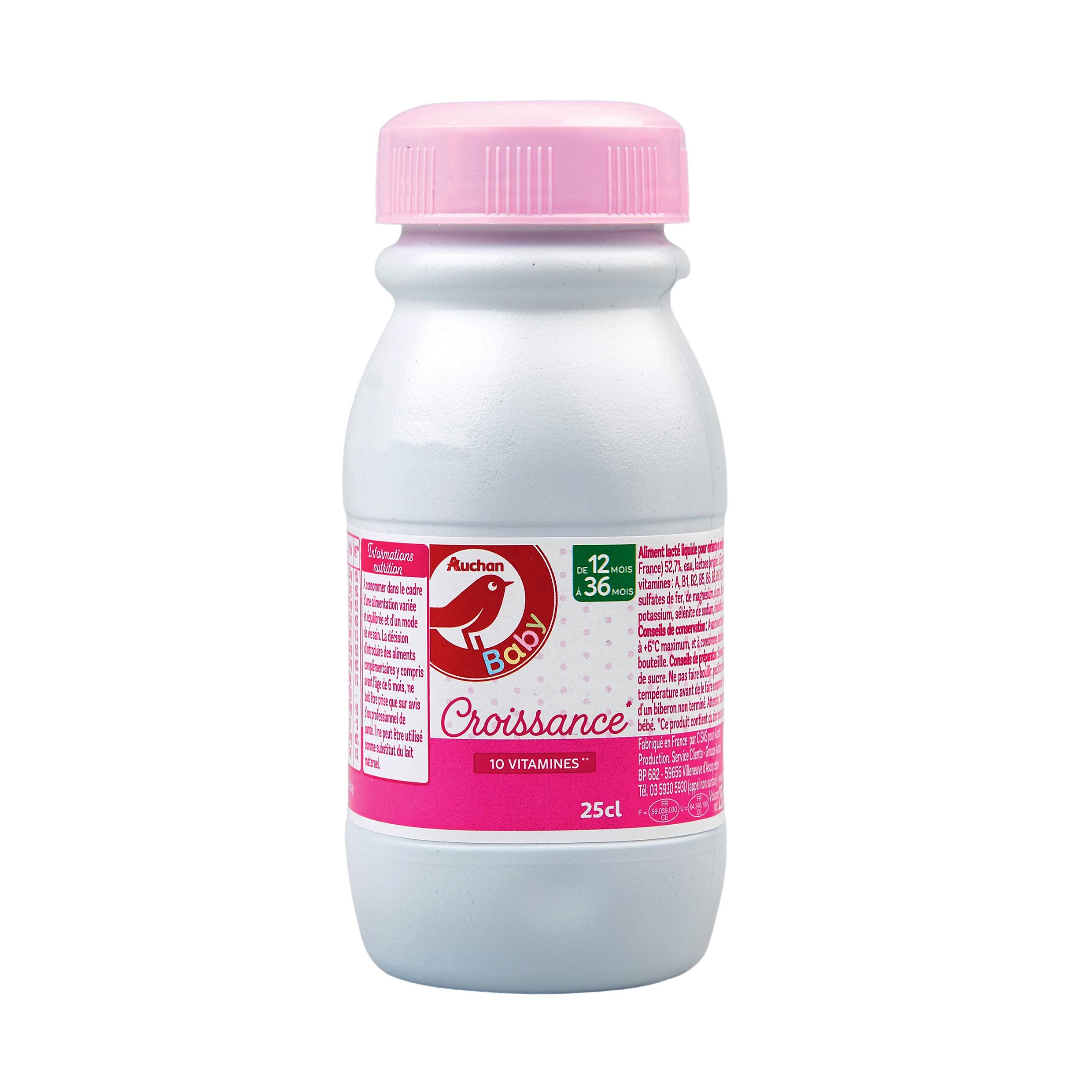 Voir la diapositive 2 : AUCHAN BABY Lait de croissance liquide dès 12 mois 25cl
