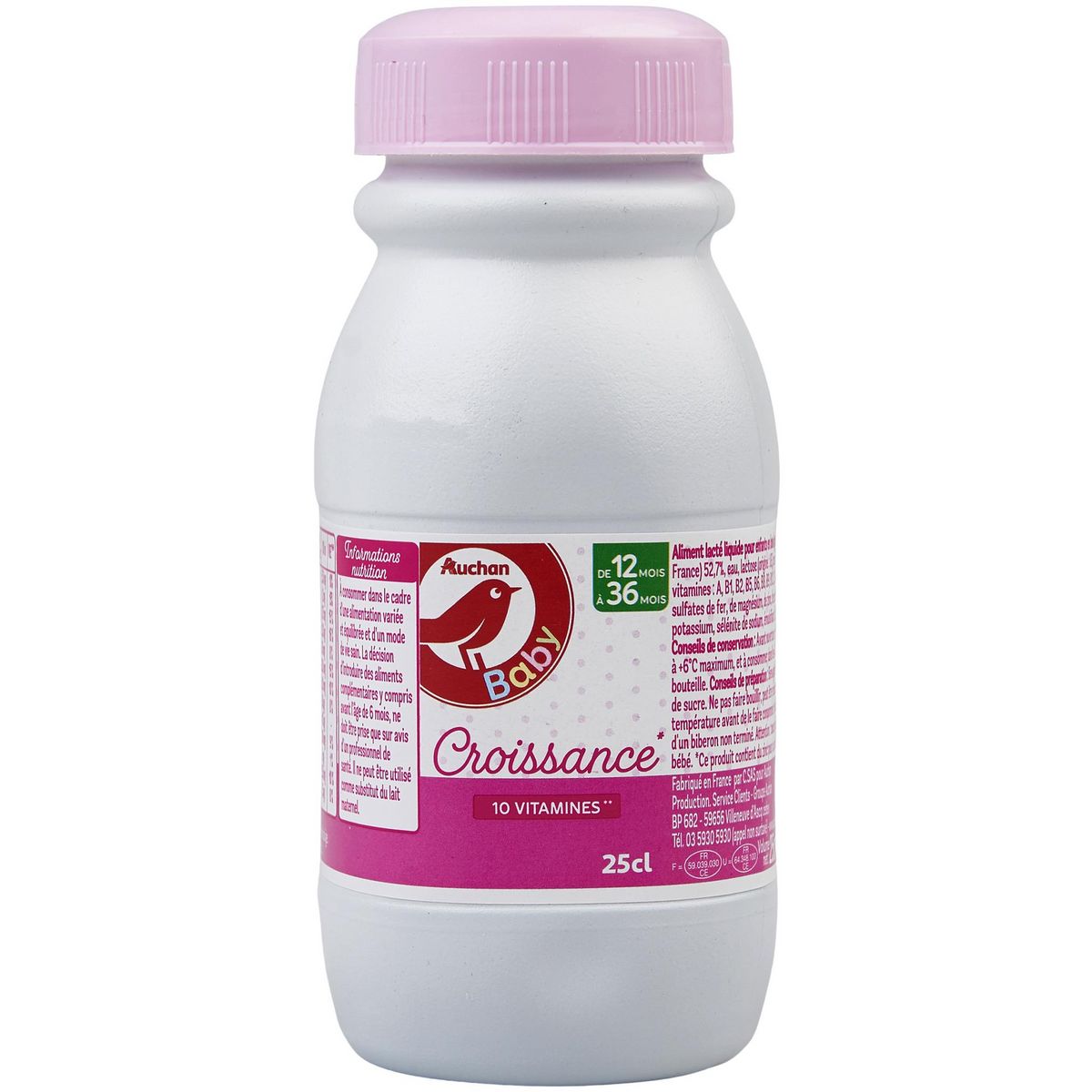 AUCHAN BABY Lait de croissance liquide dès 12 mois 25cl