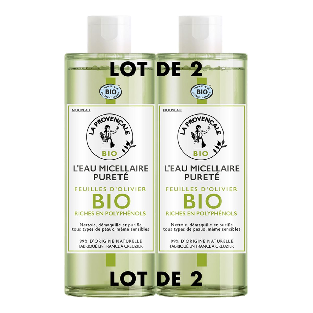 LA PROVENÇALE BIO Eau micellaire pureté feuilles d'olivier bio 2x400ml