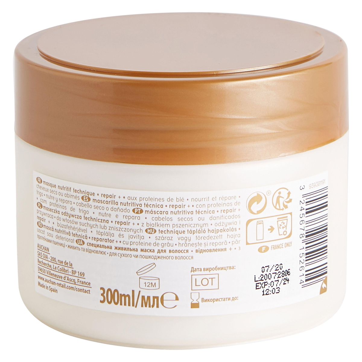 COSMIA Repair + masque nutritif aux protéines de blé pour cheveux secs ou abîmés 300ml