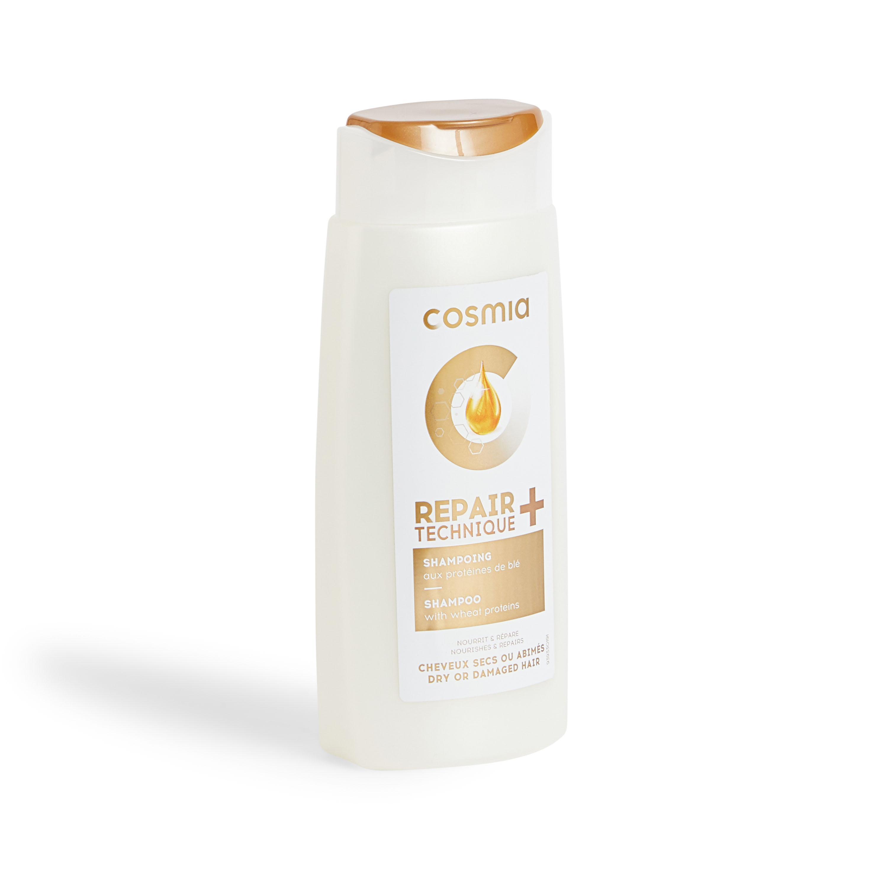 Voir la diapositive 4 : COSMIA Repair + technique shampooing aux protéines de blé cheveux secs ou abîmés 250ml