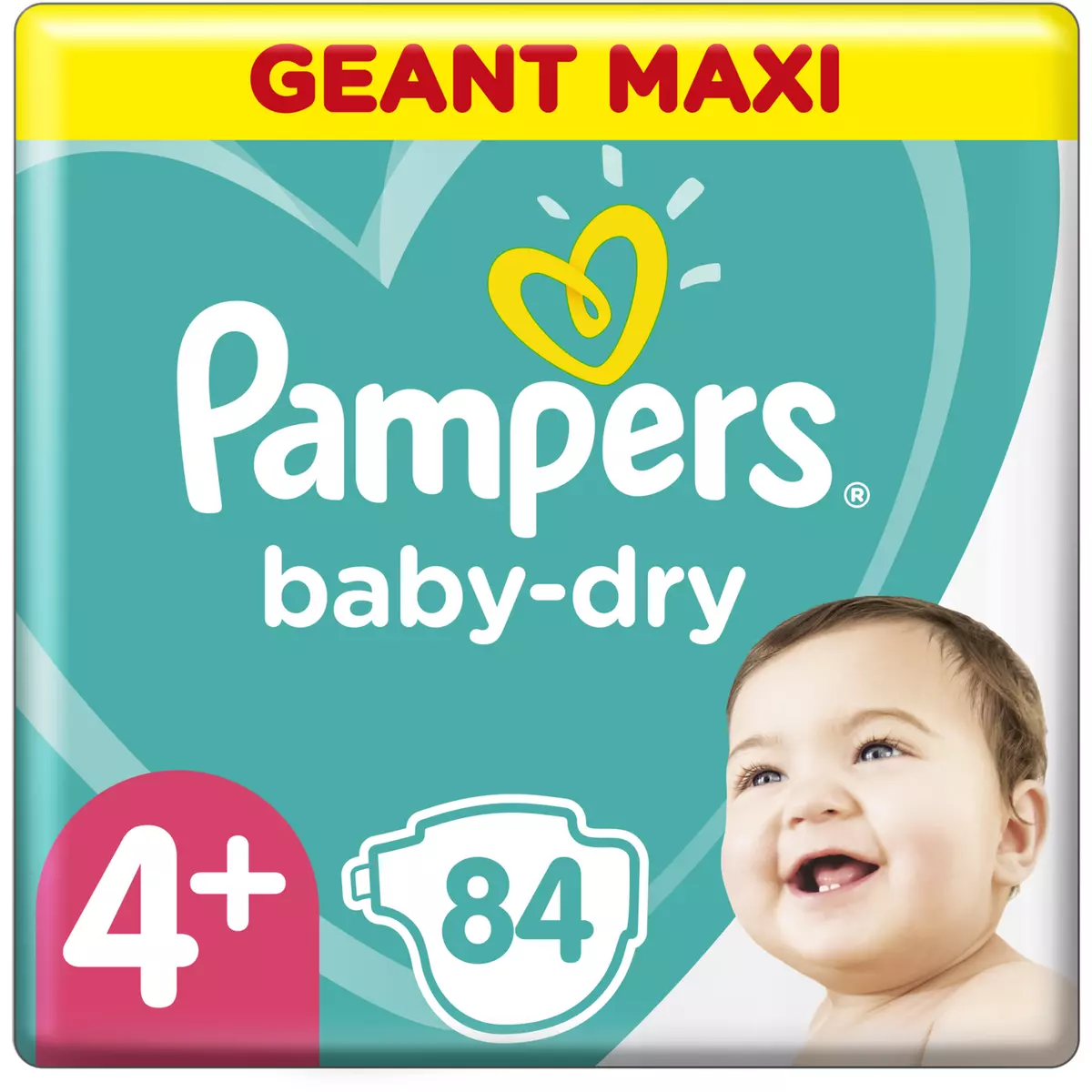 PAMPERS Baby-dry Couches taille 4+ (10-15kg) 12h de protection 84 couches