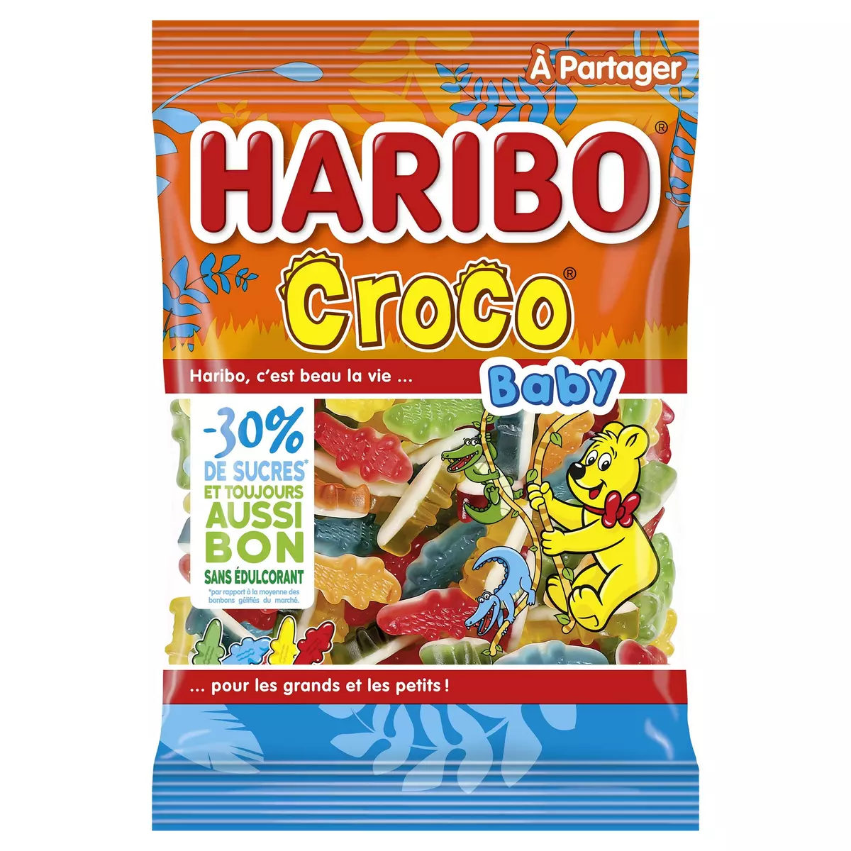 HARIBO Croco baby bonbons gélifiés -30% de sucre 165g