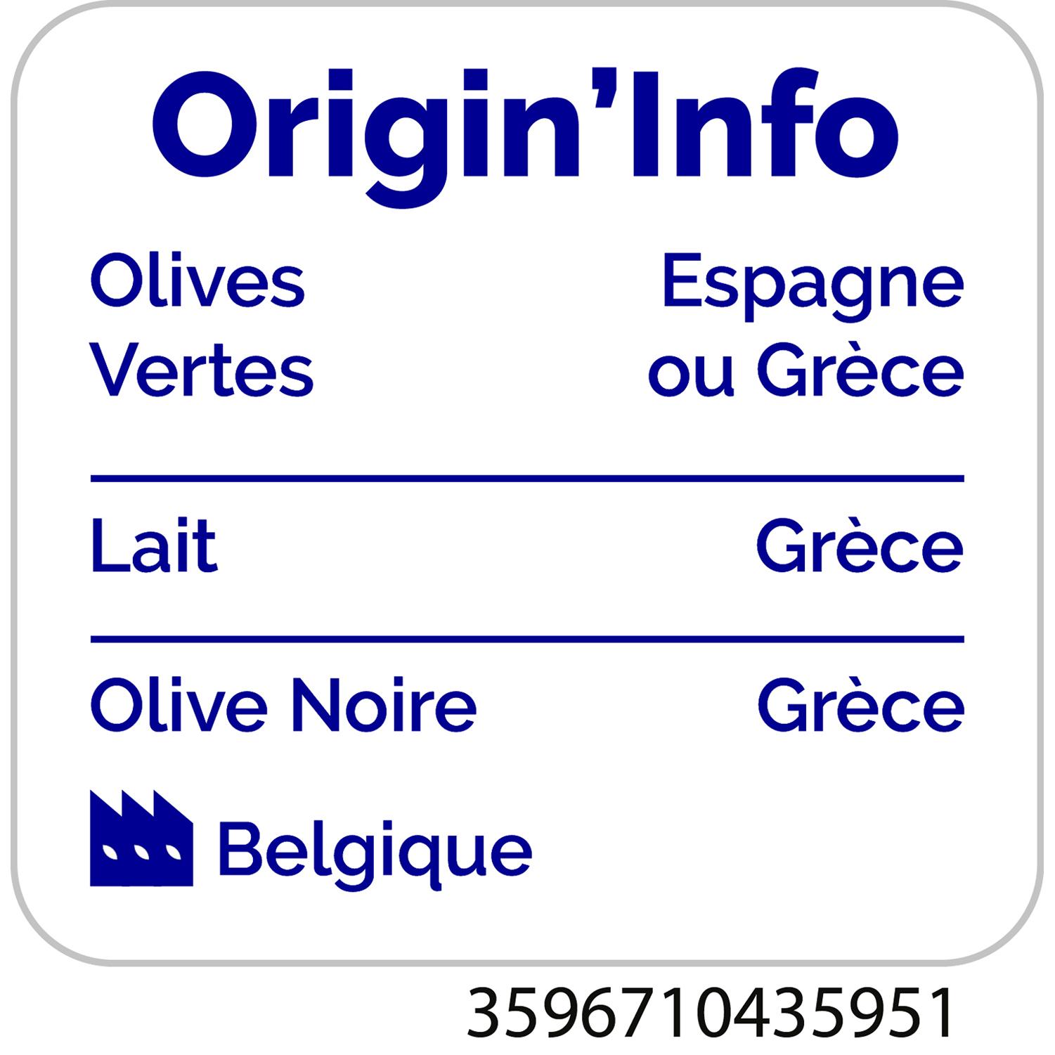 Voir la diapositive 2 : AUCHAN Olives vertes et noires dénoyautes feta et piments 150g