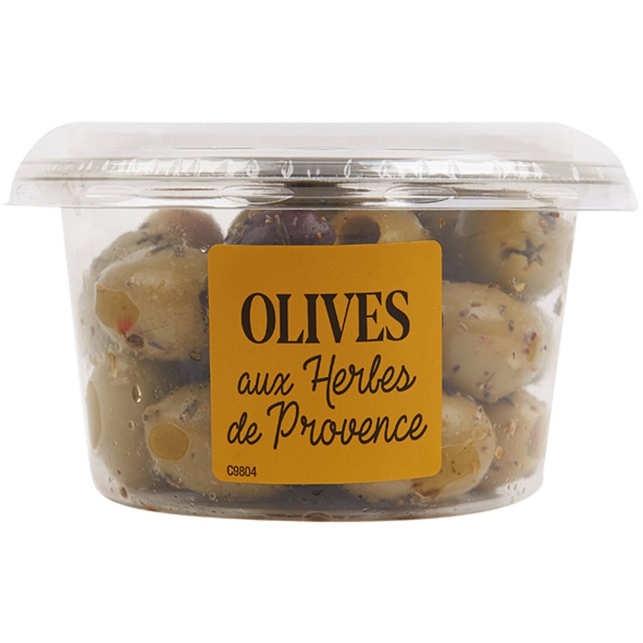 Voir la diapositive 2 : AUCHAN Olivers vertes et noires dénoyautées aux herbes de Provence 150g