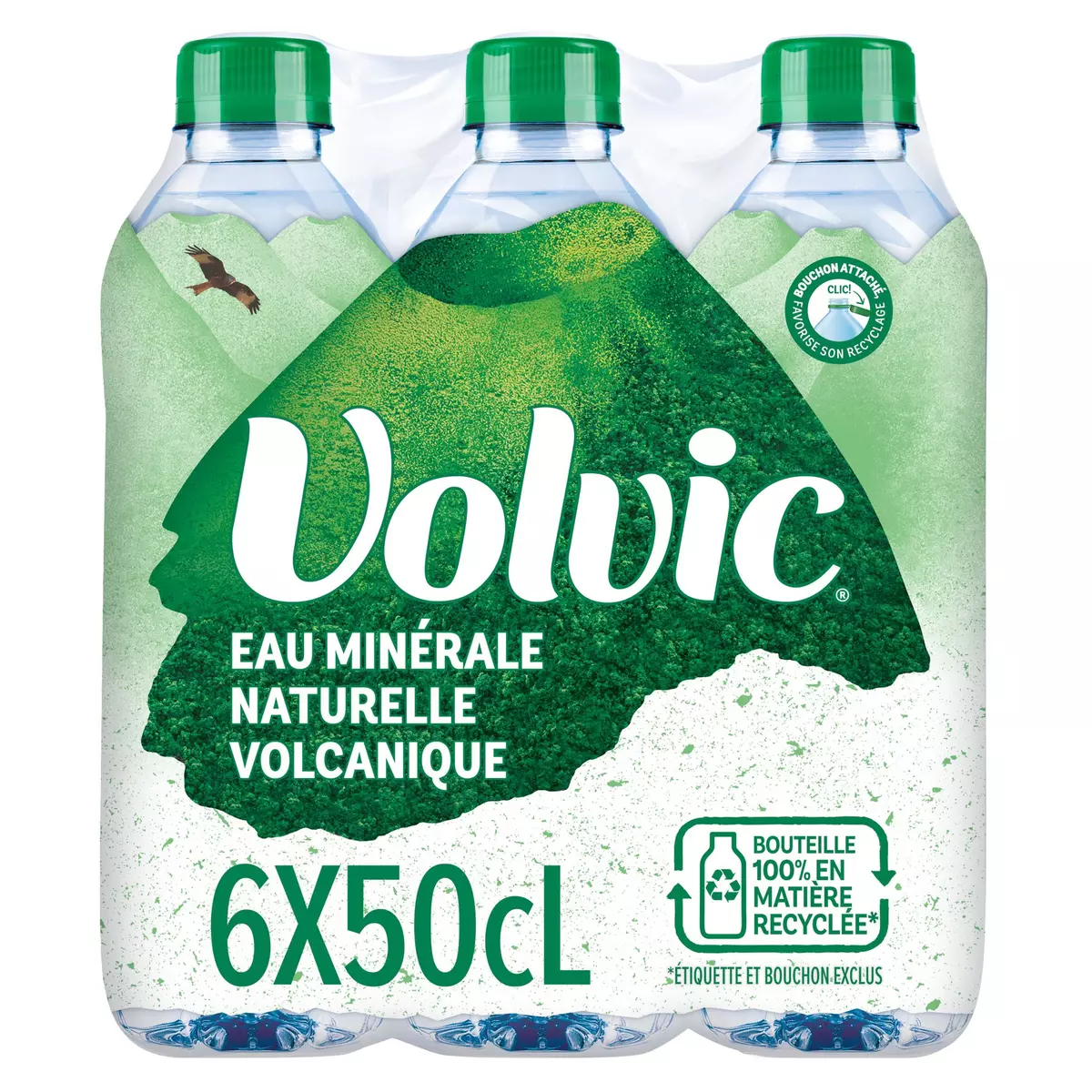 VOLVIC Bouteille plastique d'eau nature 50 cl minérale plate