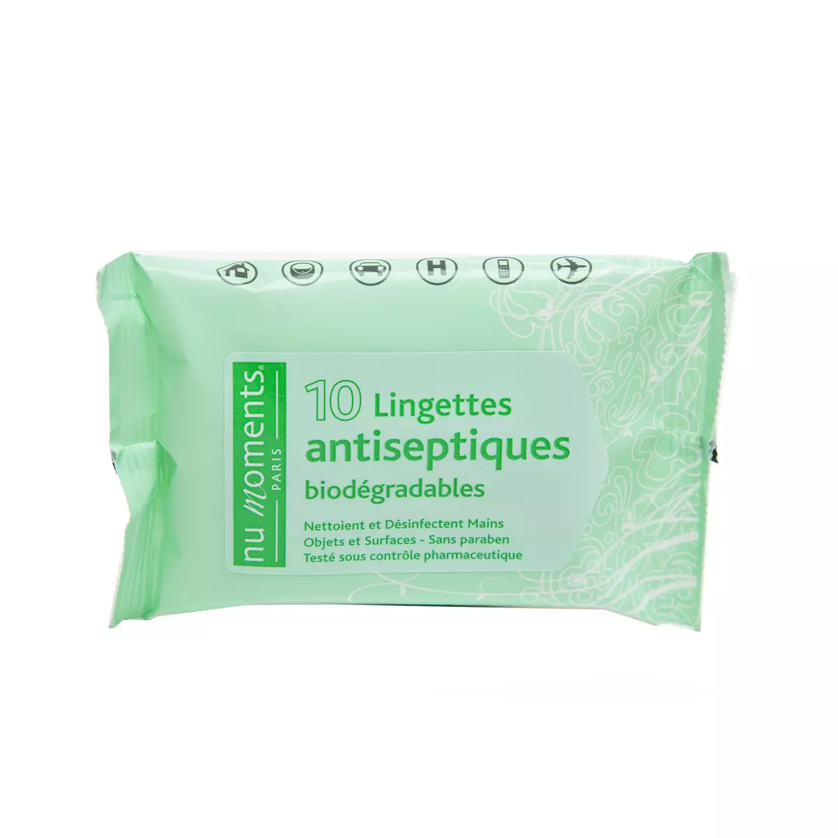 NU MOMENTS PARIS Lingettes antiseptiques biodégradables 10 lingettes