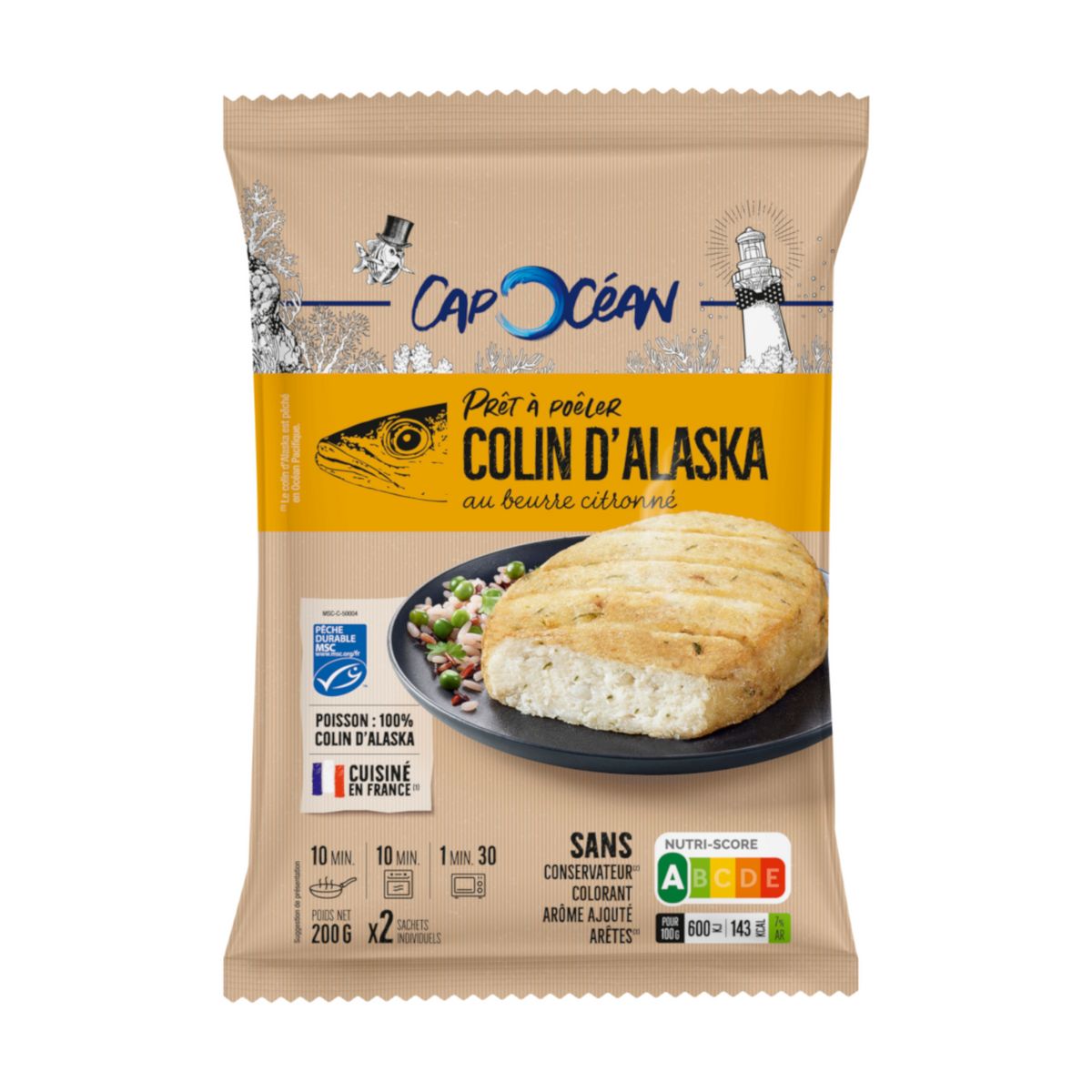 CAP OCEAN Colin d'Alaska au beurre citronné à poêler MSC 2 pièces 200g