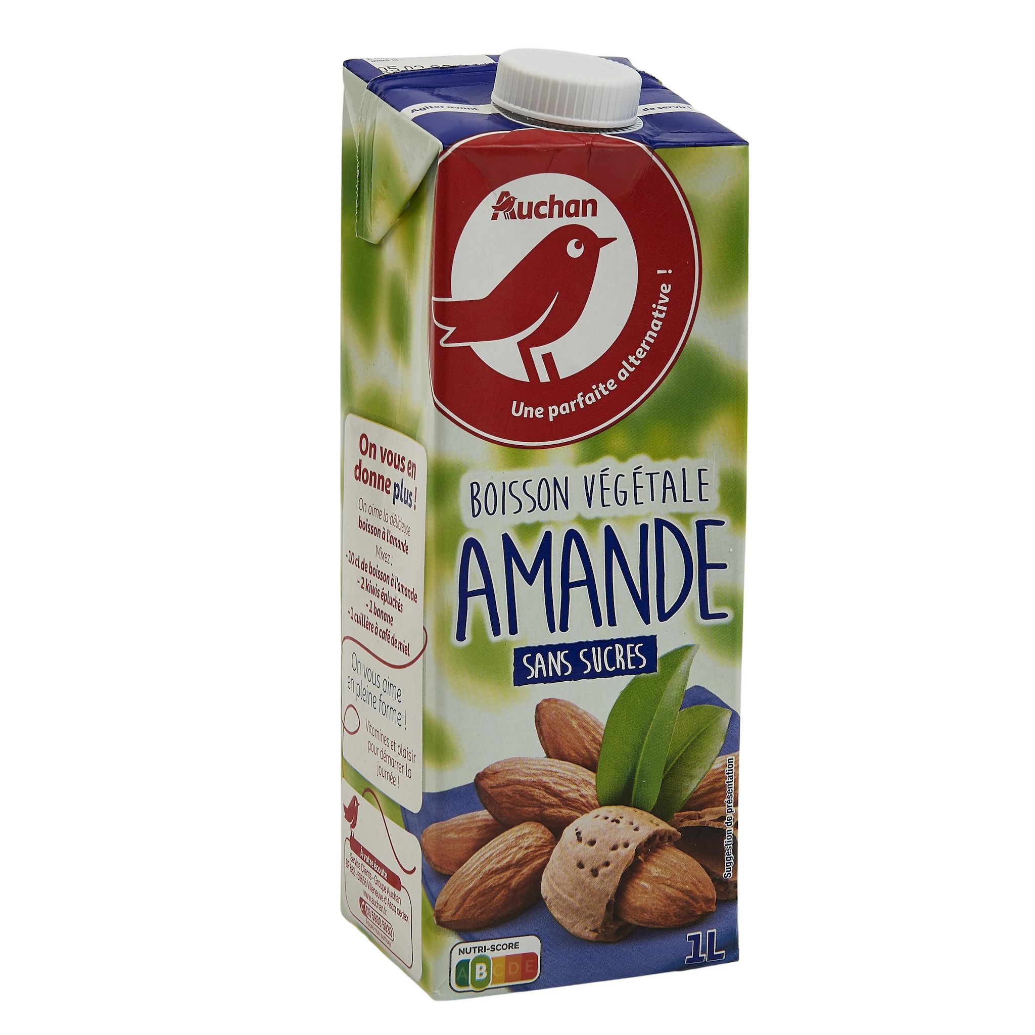 Voir la diapositive 2 : AUCHAN Boisson végétale à base d'amande sans sucres 1l