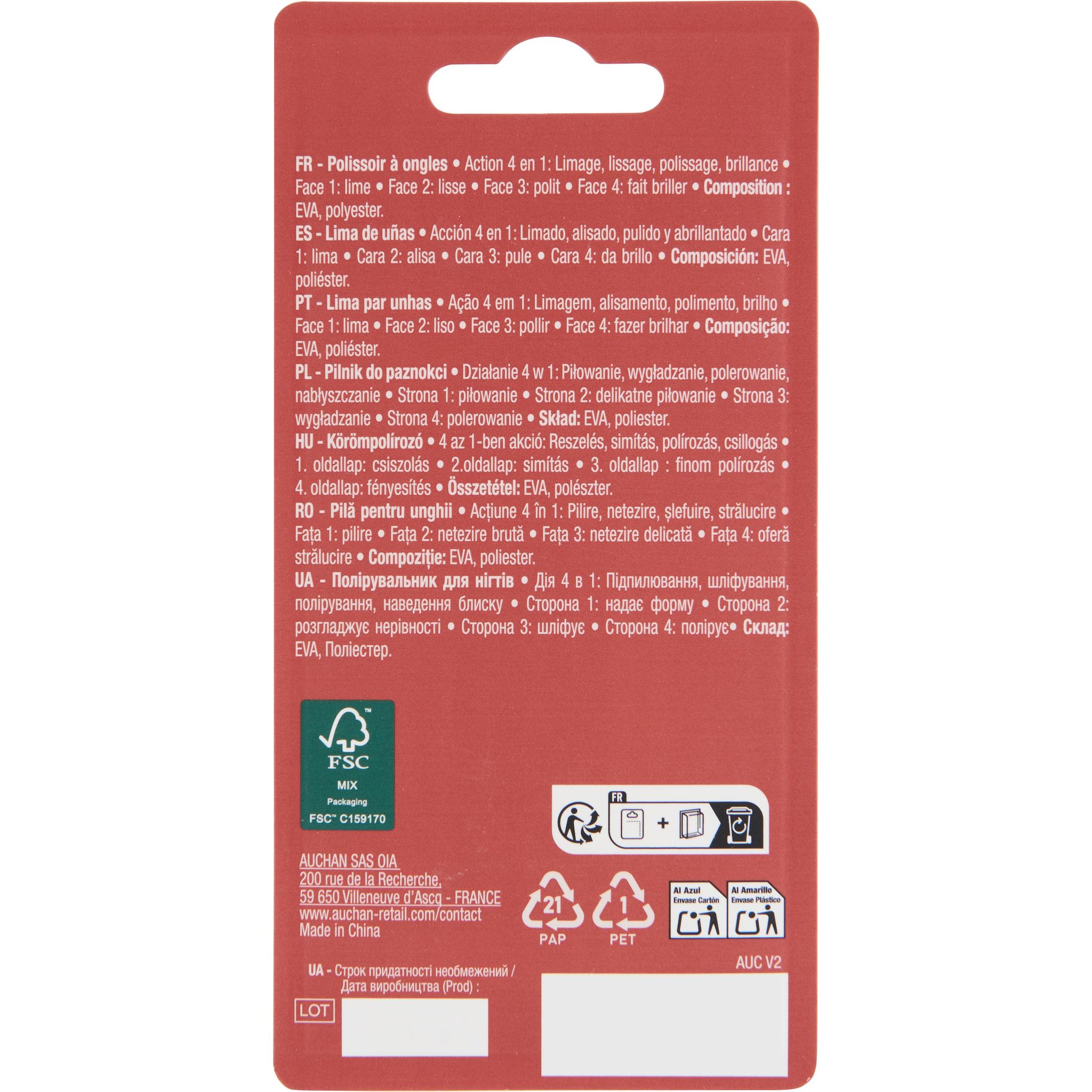 Voir la diapositive 3 : COSMIA Polissoir à ongles 1 pièce