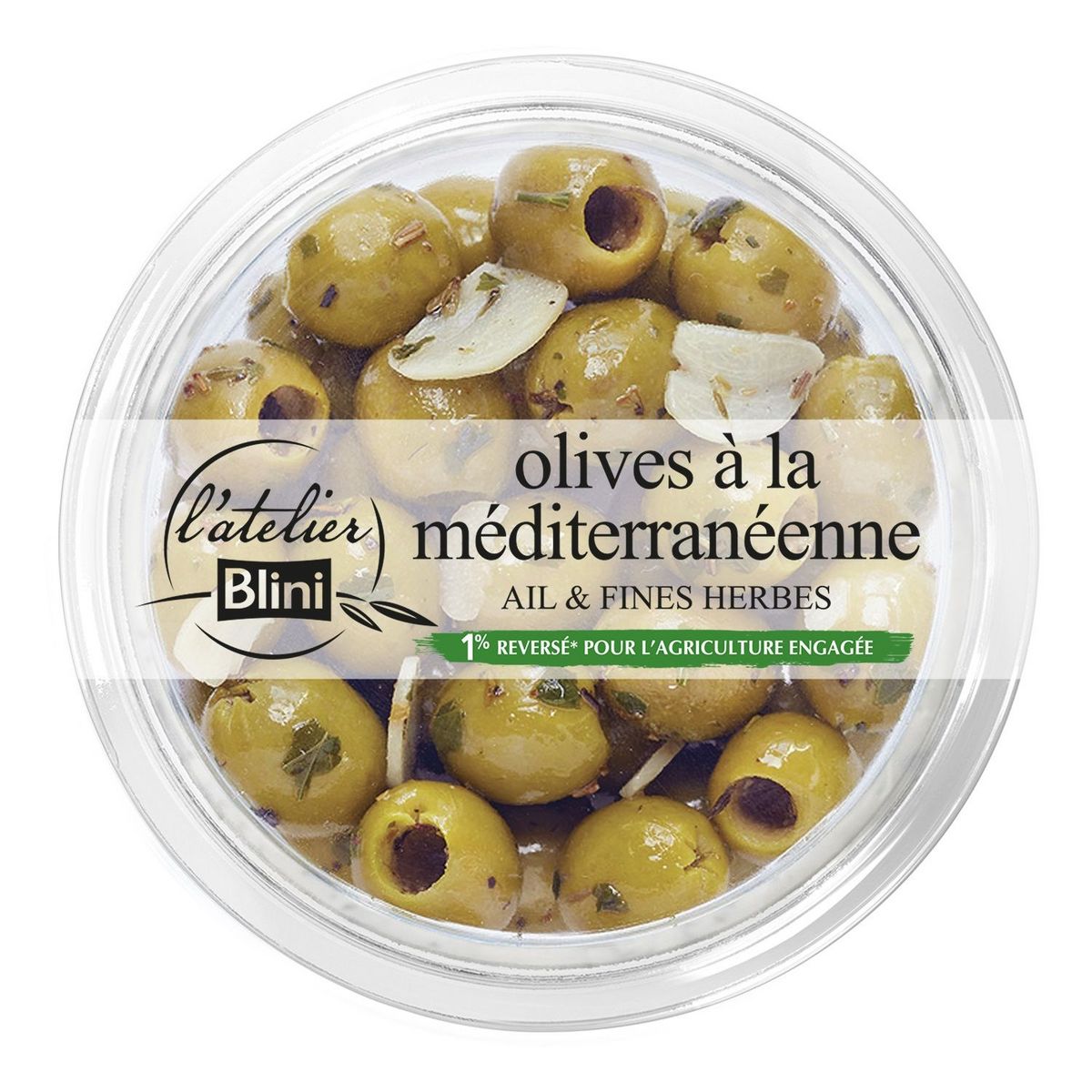 L'ATELIER BLINI Olives manzanilla à la méditerranéenne 150g