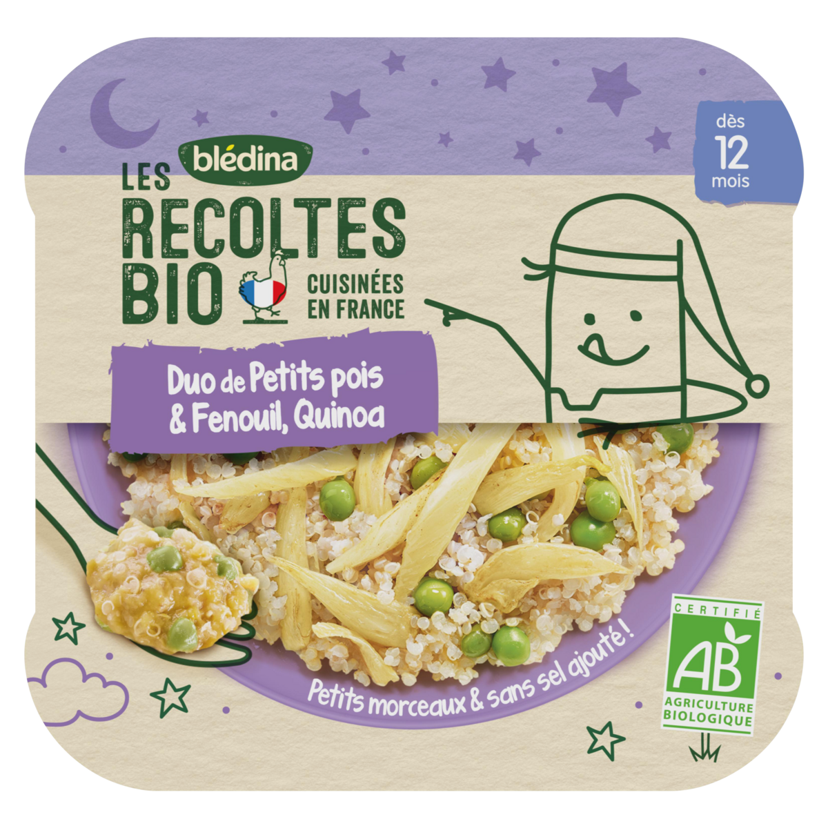 BLEDINA Assiette duo de petit pois fenouil et quinoa bio dès 12 mois 230g