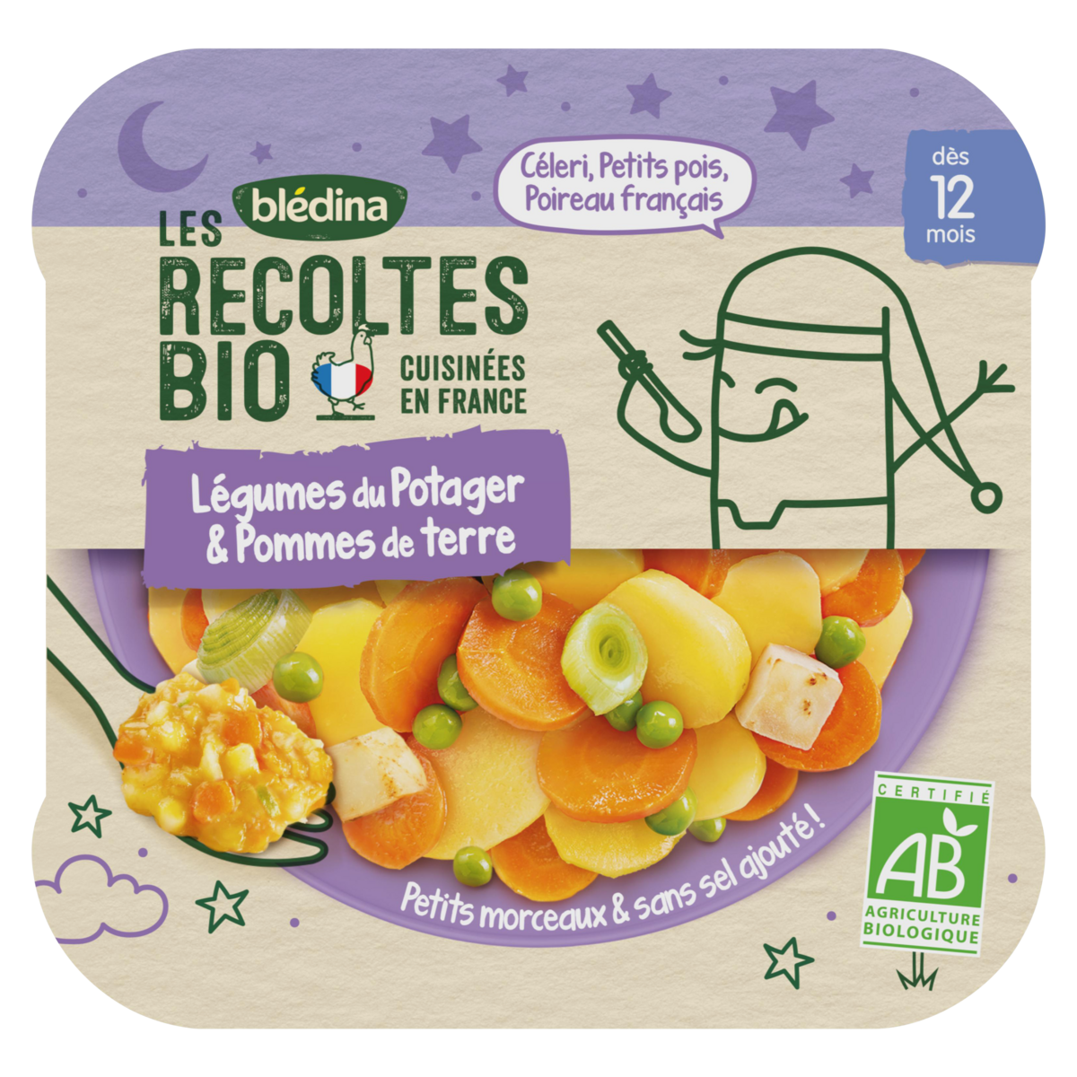 BLEDINA Assiette légumes du potager et pommes de terre bio dès 12 mois 230g