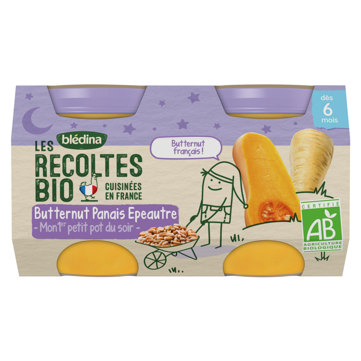 BLEDINA Petits Pots butternut panais épeautre bio dès 6 mois 2x130g