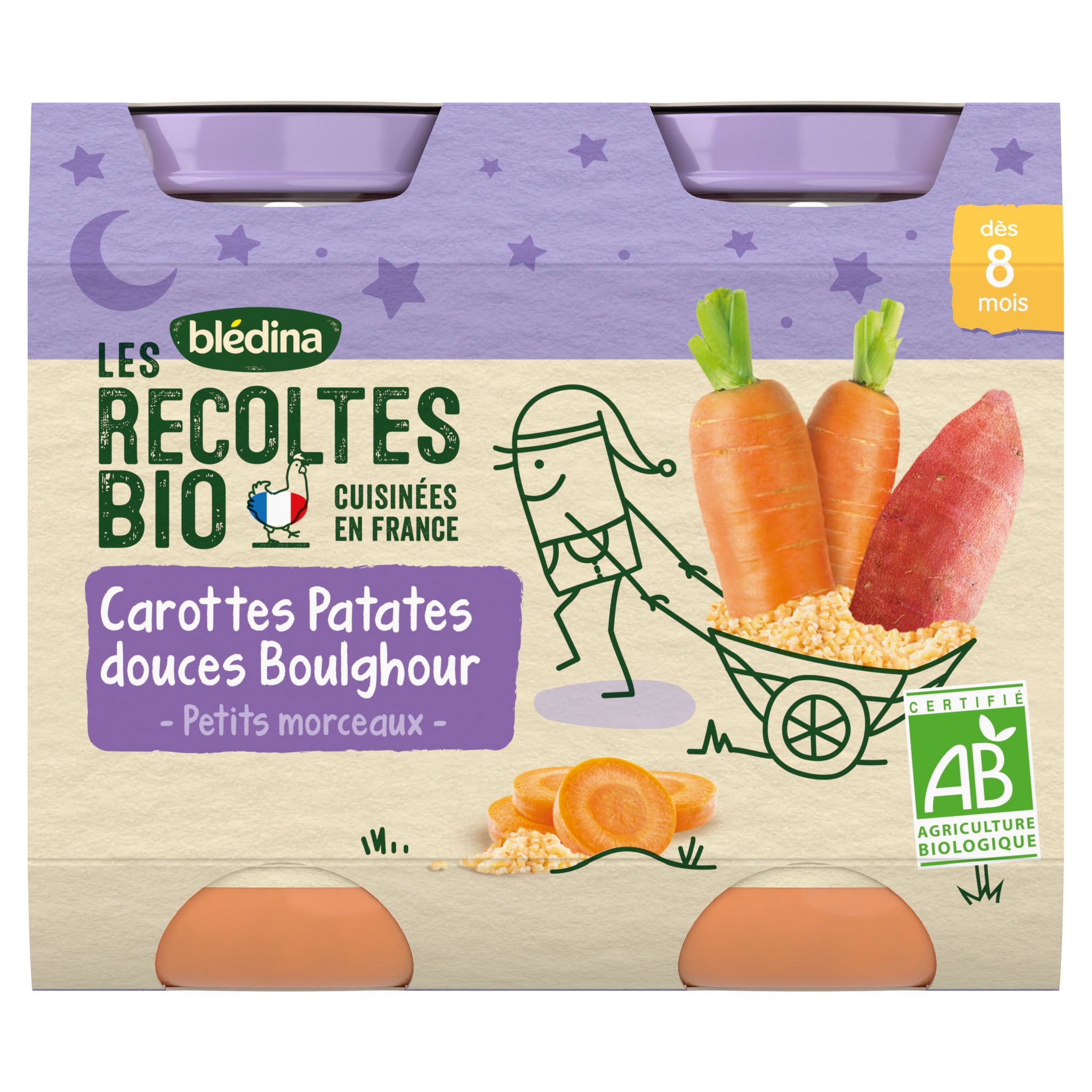 Voir la diapositive 2 : BLEDINA Petits Pots carottes patates douces boulghour bio dès 8 mois 2x200g