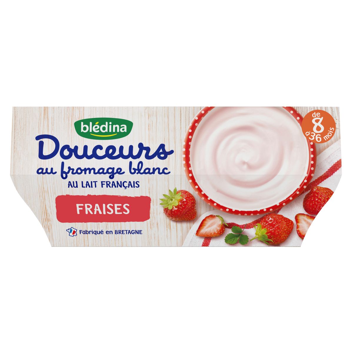 BLEDINA Douceurs au fromage blanc pot dessert lacté à la fraise dès 8 mois 4x100g