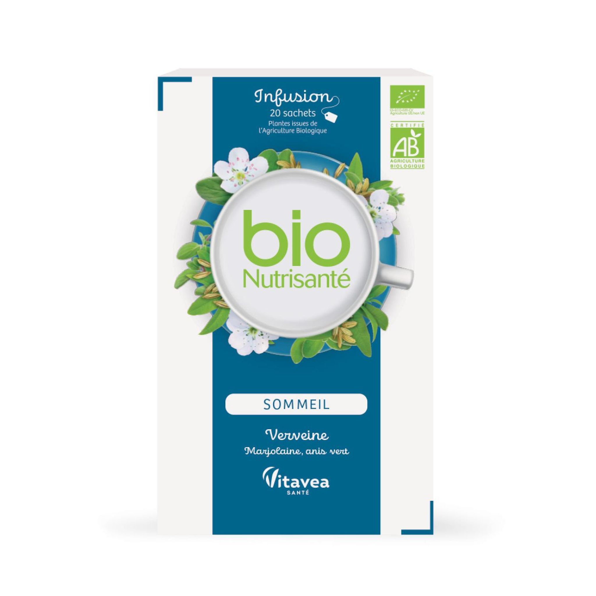 VITAVEA Infusions verveine marjolaine anis verte bio 20 sachets