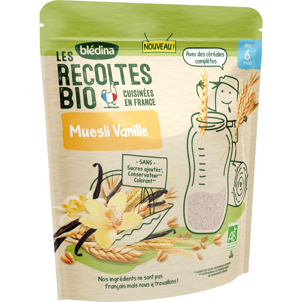 BLEDINA Muesli de céréales à la vanille bio en poudre dès 6 mois 200g