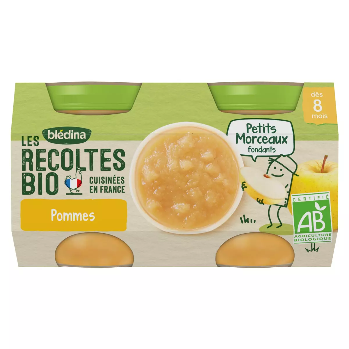 BLEDINA Petit pot dessert pommes bio dès 8 mois 2x130g