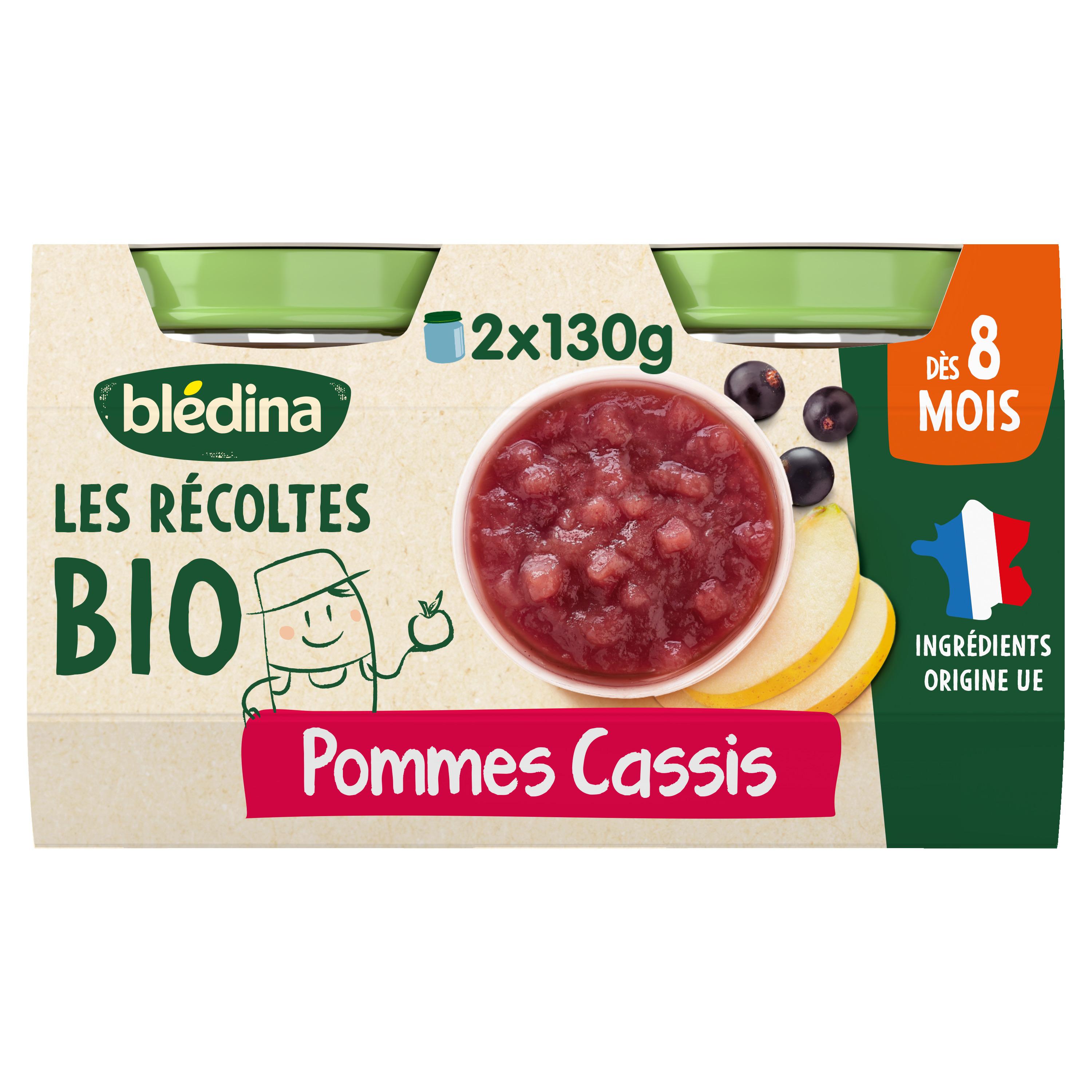BLEDINA Petit pot dessert pommes cassis bio dès 10 mois 2x130g