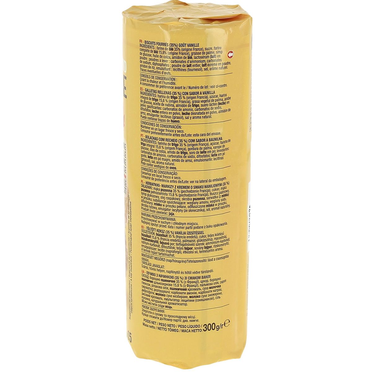 AUCHAN Mon goûter biscuits fourrés goût vanille au blé complet 15 biscuits 300g